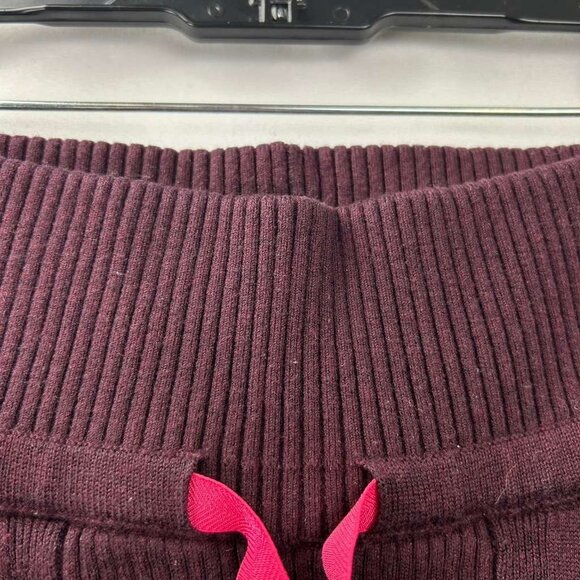 Lululemon Women's Small Burgundy Ribbed Knit Jogger Pants With Pink Drawstring - Picture 12 of 16